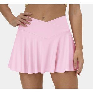 Halara Pink High Waisted Crossover 2 In 1 Side Pocket Tennis Skort Size S NWT